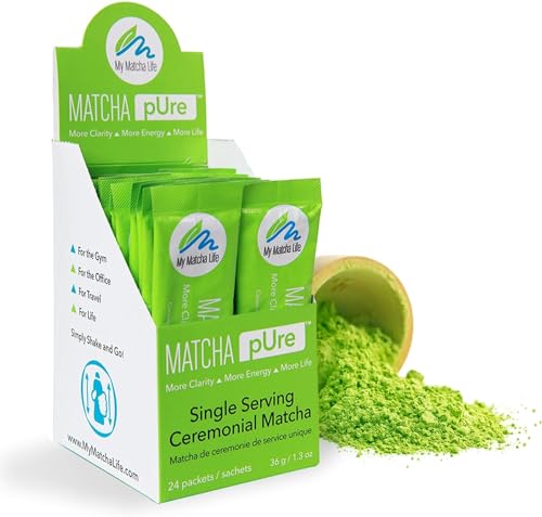 Matcha pUre Ceremonial Single Packets, Gluten-Free, Non-GMO, Vegan, Keto, Pure Japanese Matcha Green Tea Powder Travel Packets (Pack of 24) - My Matcha Life