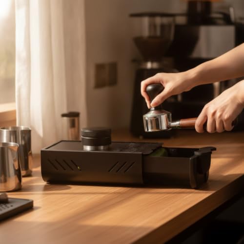 Leefasy Drawer Residue Container Espresso With Pressing Station Grounds Container Drawer Bin Knock Construction Quiet Rubber Bar non slip base suitable for stations cafes office break rooms, Black - 4