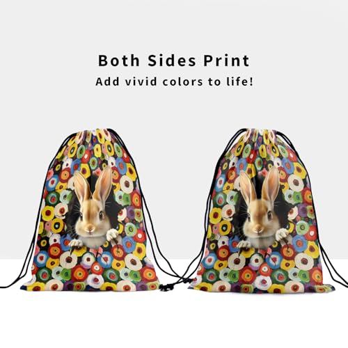 Image of Nerxy Easter Grip Bag - Bunny Gymnastics Grip Bag Spring Gymnasts Gym Bag Colorful Drawstring Gift Bag Gym Storage Pouch for Sports Party Favors