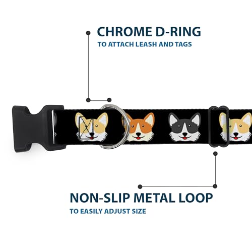 Collar Corgi 3 Faces de 2,5 cm de ancho con clip de plástico negro ultraligero 6