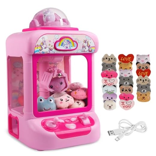 TingingYuli Claw Machine for Kids,Unicorn Mini Vending Machines Candy Grabber Prize Dispenser Toys for Girls,Electronic Arcade Game with 20 Mini Plush Toys for Christmas Easter Birthday Gifts