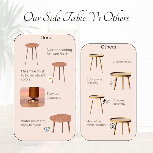 Image of nestroots Aluminium Side Table for Living Room | Gold Floral Corner Tables for Bedroom, Sofa, Coffee | 21 Inches Lightweight & Durable Design for Home, Office, Lounge Decor