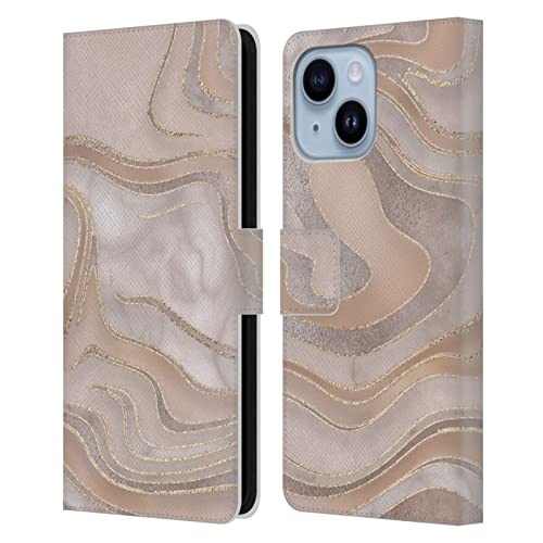 Étui portefeuille iPhone 14 Plus LebensArt au design géode liquide pastel et marbre unique