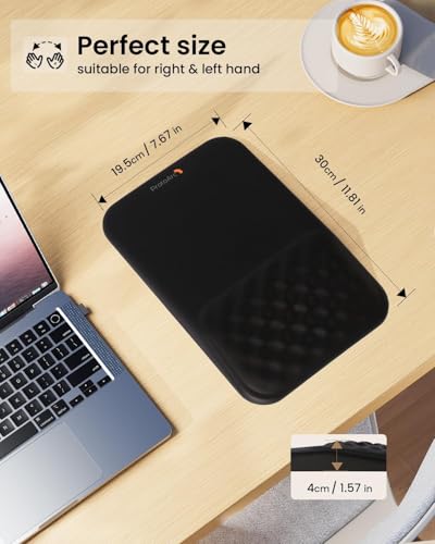 Image of ProtoArc Ergonomic Mouse Pad with Wrist Rest, Mousepad with Massage Design, Soft Memory Foam and Non-Slip PU Base for Pain Relief, Desk, Home, Office, 12x8 Inches, Black