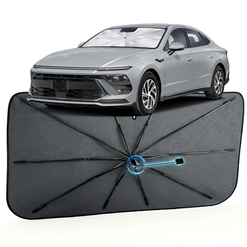 Image of Car Windshield Sun Shade for Hyundai Sonata 2015-2026 -[Reflective Coated Fabric] Sunshade Umbrella for Front Window, Car Shades Sun Visor Keep Car Cool and Protects Interior, 1:1 Exact Fit