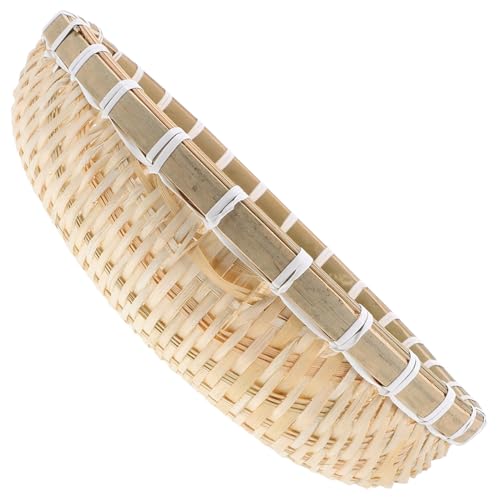 OSOLADY Storage Basket Rattan Bread Basket Woven Fruit Basket Kitchen Organizer Basket Snack Storage Bins Fruit Washing Basket Weaved Shallow Tray Wicker Basket Round Woven Basket