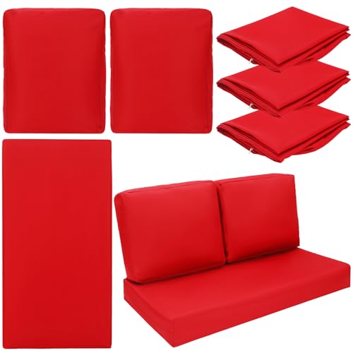 Wenqik 3 Pcs Waterproof Outdoor Seat Cushion Covers Slipcover, Red