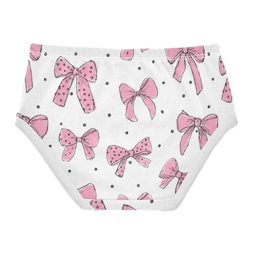 Wusikd Pink Bows Polka Dots Girls' Underwear Cotton Girls Briefs Soft Toddler Underwear 2T2