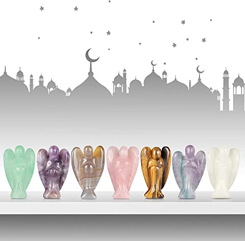 Artistone Tiger Eye Crystal Angels Figurines For Women Natural Gemstone Pocket Pray Guardian Angel Statue Stone Ornament For Home,Office Decor #TOP6