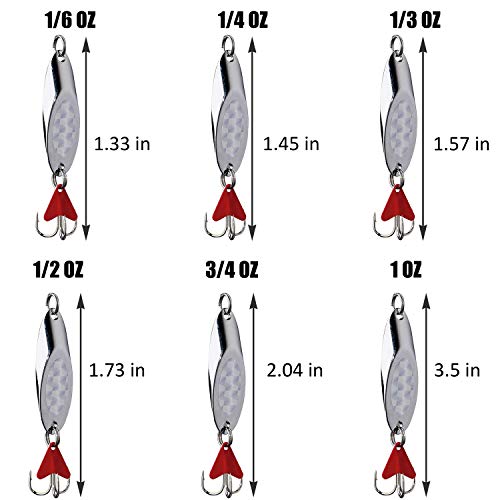 8 Pcs Spoon Metal Lure For Trout Saltwater Fishing Jigging Lure Casting Spoon Hard Baits Spinner Bait Treble Hooks Fishing Tackle For Trout Bass Salmon Walleye Perch 0.17 Oz - 1.76 Oz #TOP2