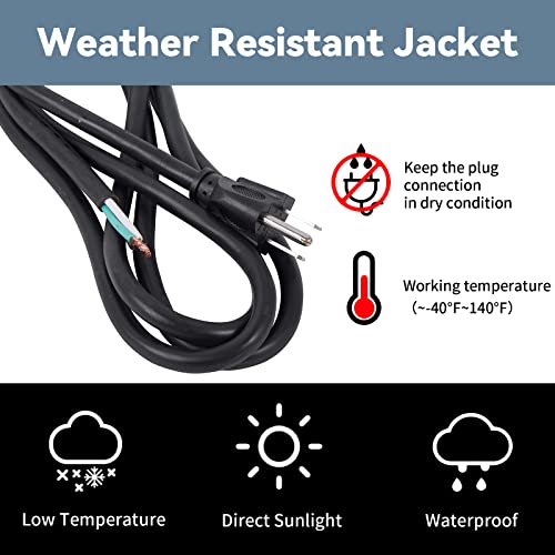 Ep 2 Pack 9 Ft 14/3C Sjtw Appliance And Power Tool Cord, 14 Gauge 3 Prong Heavy Duty Replacement Power Supply Cord Cable, 110V 115V 120V Ac Pigtail, 15A, 1875W #TOP5