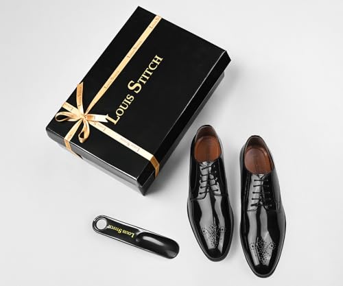 Image of LOUIS STITCH Men's Formal Shoe | Derby Shoes, Lace-Up Style, Shiny Finish | Solid Design | Perfect for Formal, Business Casual, and Parties (LSRGCT)