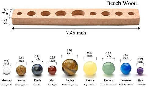 Jovivi Personalized Custom Solar System 9 Planets Crystal Sphere Ball Collective Figurines Handmade Natural Gemstone on Wooden Stand Display Home Desk Decorations