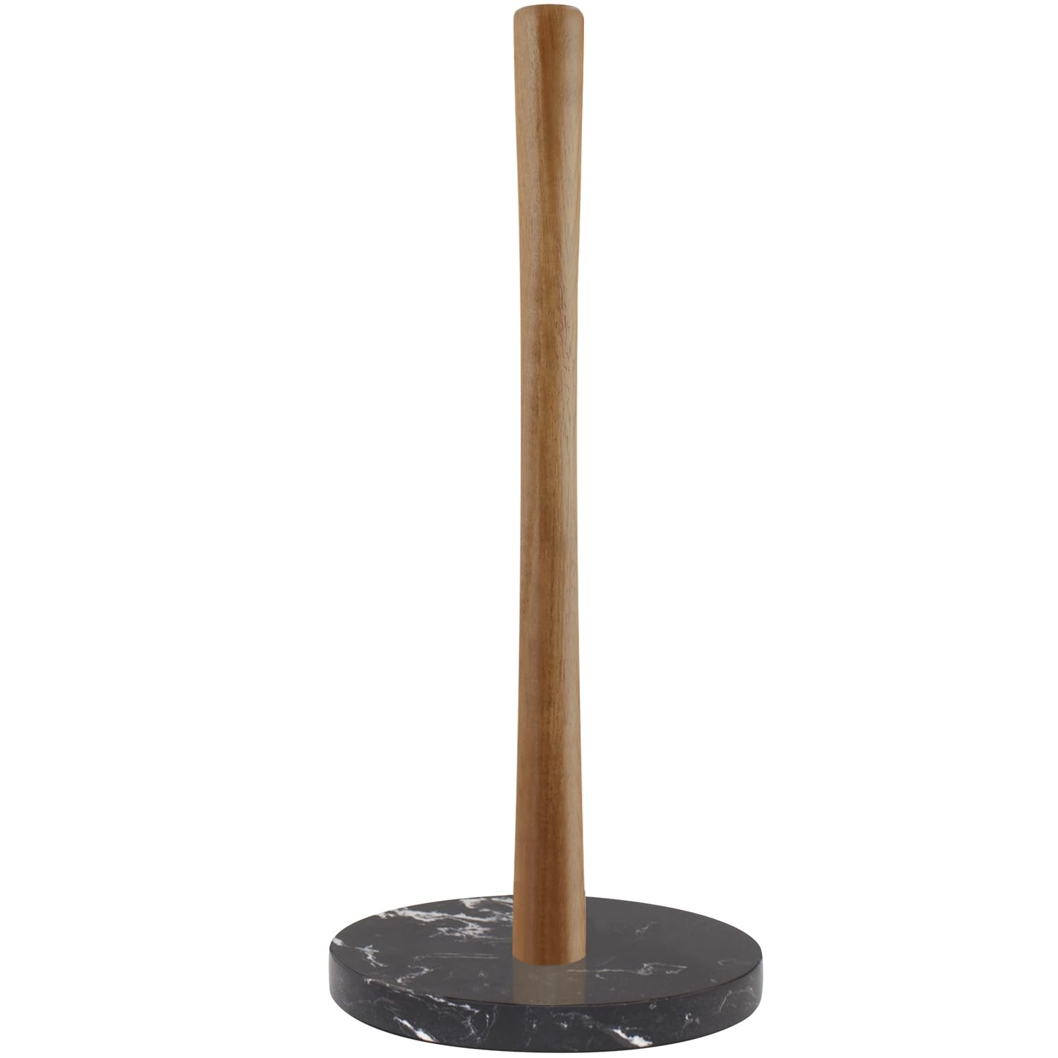 Buruis Wood Paper Towel Holder, Marble Base Modern Decorative Countertop Standing Rolls Holder for Kitchen, Toilet, Pantry and Bathroom (Marble Base