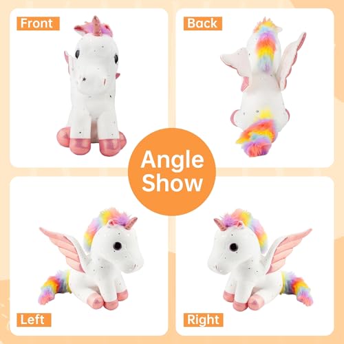 Image of Unicorn Stuffed Animal with Wings, Soft Unicorn Stuffed Animal for Kids Girls Lovers Women, 11.8 Inches Cute Plush Toys Hugging Pillow Plush Animals Gift for Birthday Valentine Christmas Decor White