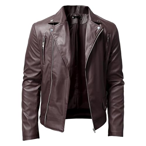 Chaqueta de cuero sintético para hombre estilo biker miniatura 1