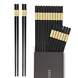 Hiware 10-Pairs Reusable Fiberglass Chopsticks Dishwasher Safe, 9 1/2 Inches - Gold