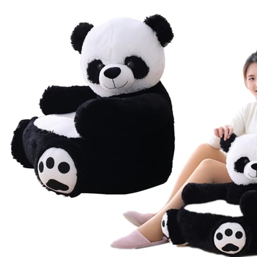 Sillón de Peluche Panda para niños,Sillón de Peluche Panda para niños - Sofá Suave para,Sofá de Lectura para, Asiento Suave con Soporte para Animales para pequeños, niñas y