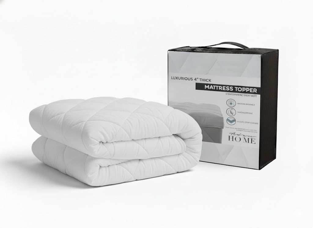 Adam Home Microfiber Quilted Small Double Mattress Topper 4 Inch / 10cm Hypoallergenic, Th...