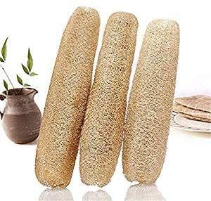 FULAISI 100% Natural Loofah Sponge, Bath Loofah Body Scrubber Exfoliating Luffa, Natural Plant Exfoliating Loofa Sponge For Men & Women, Spa Beauty Bath Skin Cleaner For Body - 3 Pack/7.8-13.8"