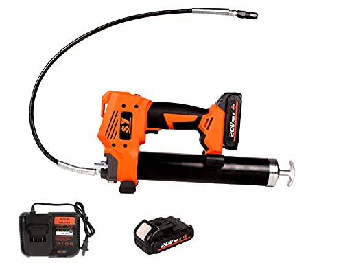Autolock SY 20V Cordless Electric Grease Gun,10000 PSI Heavy Duty Grease Gun Set with 17 oz Load-31-Inch Spring Flex Hose,High Pressure Lubricating Tool -1 Battery&1 Charger Included
