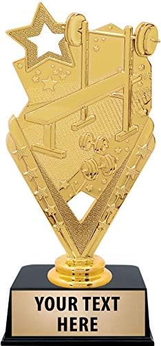 Crown Awards Weightlifting Trophies with Custom Engraving, 6" Personalized Bodybuilding Trophy On Black Base Prime