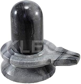 KLEO Marble Stone Shiva Lingam Shiv Ling Idol Murti Statue - 3.5" Inches - Grey / Black