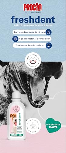 PROCÃO - Fresh Dent Solução Bucal para diminuição de mau halito para cães e gatos - Sem sabor 300 ml