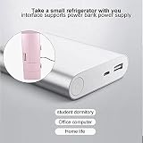 KJAOYU Przenośna mini lodówka USB - cicha, energooszczędna, podwójne zastosowanie, kompaktowa lodówka do akademików, biur i domu