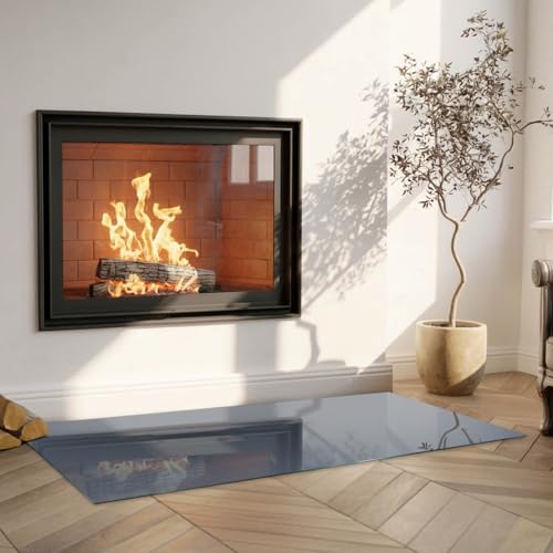 Placa base de cristal para chimenea anti chispas y suelo protector moderno 5