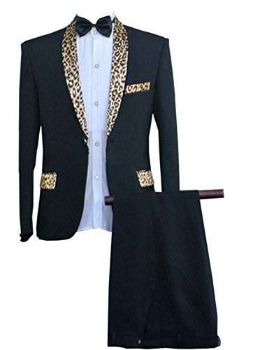 Ceehuteey Handsome Mens Leopard Suit Fashion Shawl Lapel 2 Pieces Wedding Groom Formal Tuxedos
