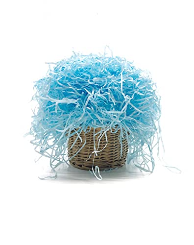 EcoSarras Sky Blue Shredded Paper Crinkle Paper Grass Paper Strips for Diwali Tray Decoration, Diwali Hamper Decorations, Gift Box fillers, Wedding and Birthday Gifts (2000 Grams / 2KG)