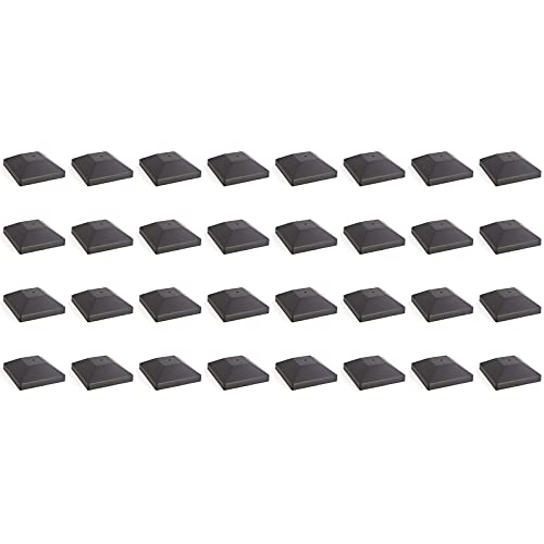 (32 Pack) 4X4 Wood Fence Post Caps (3 5/8") Black, Decking Caps For Pressure Treated Wood Fence, Made In Usa #TOP1