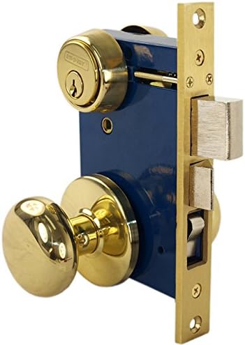 Em-D-Kay 5122 Polished Bras US3 Ornamental Iron Gate Door Double Cylinder Mortise Lock Set with 2-1/2" Backset and 1"X 7-1/8" Faceplate (Left Hand Reverse (for Out-Swing Doors))