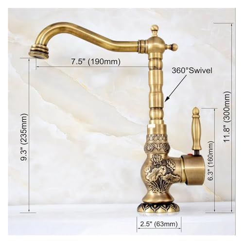 Robinet mitigeur lavabo à poignée unique style rétro
