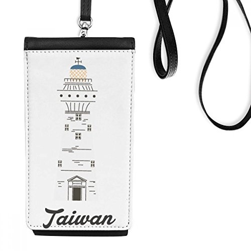 Étui téléphone cuir synthétique noir motif phare de voyage finitions soignées