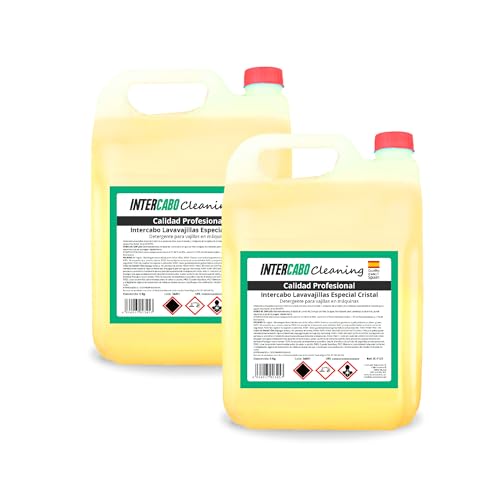 Pack de 2 garrafas detergente lavavajillas especial cristal 6 kg • Limpieza sin residuos para copas y vajilla delicada • 12 kg total • Ideal para uso profesional y brillo duradero - Intercabo