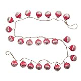 Creative Co-Op Embossed Mercury Glass Ball Ornament Garland with Jute Cord, Fuchsia Color and Silver Ombre