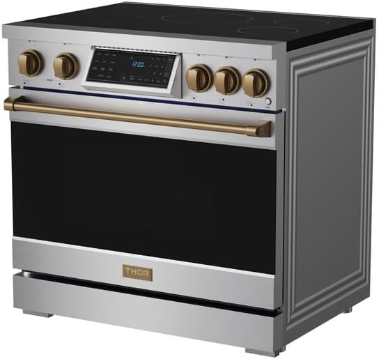 Gordon Ramsay by THOR Kitchen 36 Inch Professional Freestanding Induction Range in Stainless Steel and Bronze