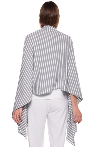 Coolibar Beach Shawl - UPF 50+ Sun Protection - Sanibel in Grey/White Stripe - Thumbnail 2