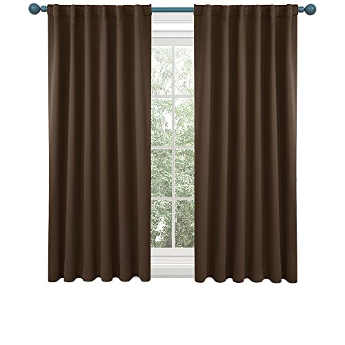 Deconovo Back Tab And Rod Pocket Blackout Curtains, Thermal Insulated Window Curtain Set - Blackout Panels For Bedroom, 52X63 Inch, Brown, 2 Panels #TOP1