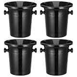 CLISPEED Schwarze Runde Weinspucknäpfe mit Doppelohren – 4 Stück aus Verstärktem Pp Kunststoff Eisbehälter für Bar und Weinproben