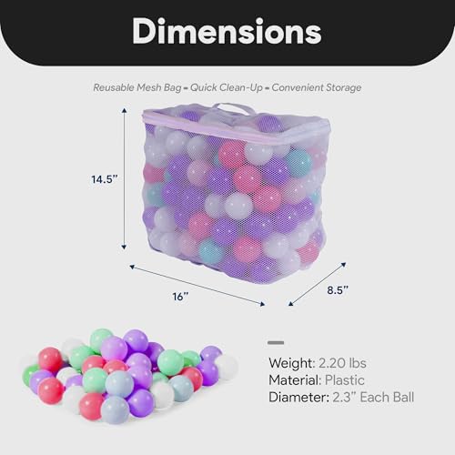 BalanceFrom Play Pit Balls Toy Set for Kids with Mesh Bag, Rainbow or Pastel Colors – Crush-Proof Plastic for Ball Pits, Playhouses, Bounce Houses, Pools, Tents, and Birthday Parties - Thumbnail 3