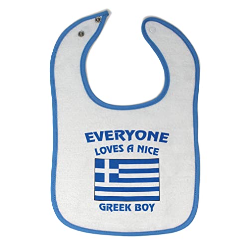 Custom Baby Bibs Burp Cloths Everyone Loves A Nice Greek Boy Greece Cotton Baby Items for Baby Girl & Boy White Blue Design Only