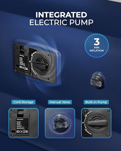 Gatarn King Inflatable Mattress, Air Bed with a Built-in Electric Pump, Self-Inflation/Deflation Blow Up Airbed for Guest, Camping & Home Use 203x152x46cm