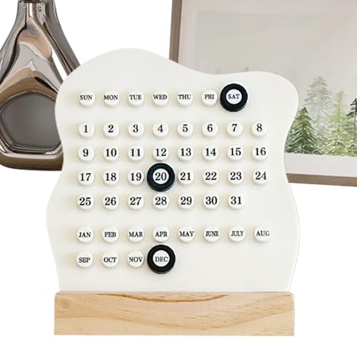 Calendrier perpétuel réutilisable en bois : accessoires de bureau