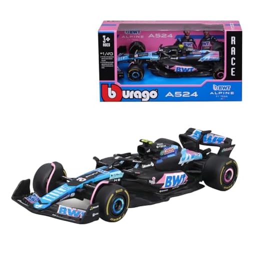 Bburago Fórmula 1 Alpine A524 versión Japonesa (2026): Modelo de Coche a Escala 1:43, Modelo Especial, del Conductor #10 Pierre Gasly, Window Box, 12,5 cm, Azul Rosa (18-38219G1)