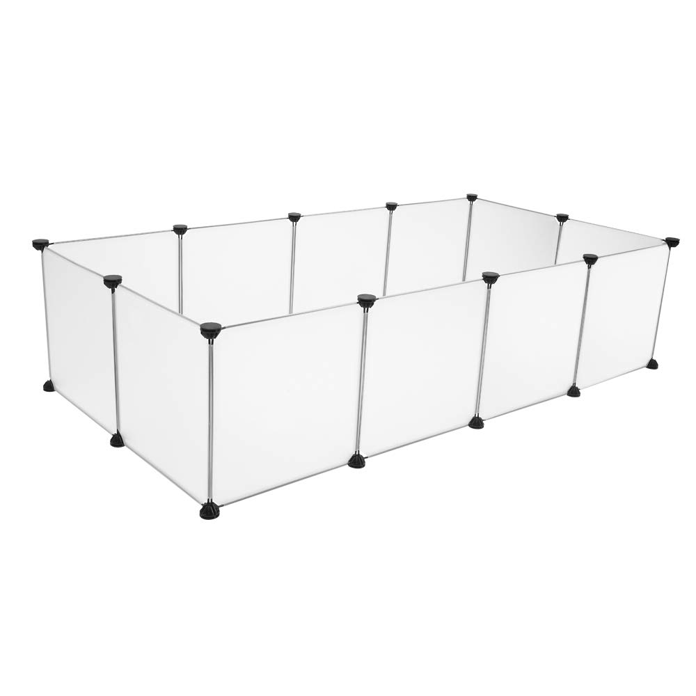 Parc Enclos, DIY Porte Petit Animal Pet Fence en Plastique, Cage, Clôture, Intérieur, Modulable, pour Cochon d’Inde, Lapin, Hérisson, Petits Animaux, 12PCS, Blanc