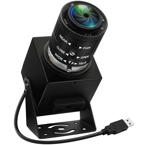 IFWATER 48MP Webcam 8K Ultra HD USB Camera 3.6-10mm 3X Manual Zoom Lens for Computer Lightburn Close-up for Laser Engraver Plug and Play Document Scanning Face Recognition