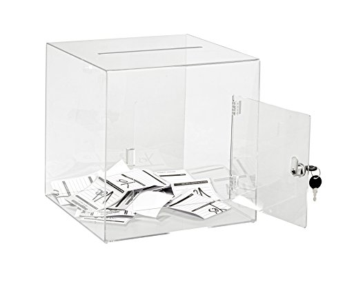 Adiroffice Acrylic Ballot Box Donation Box With Lock (6.25 X 4.5 X 4 Inches, Clear) & Adiroffice Acrylic Ballot Box Donation Box With Lock (12 X 12 Inches, Clear) Bundle #TOP5